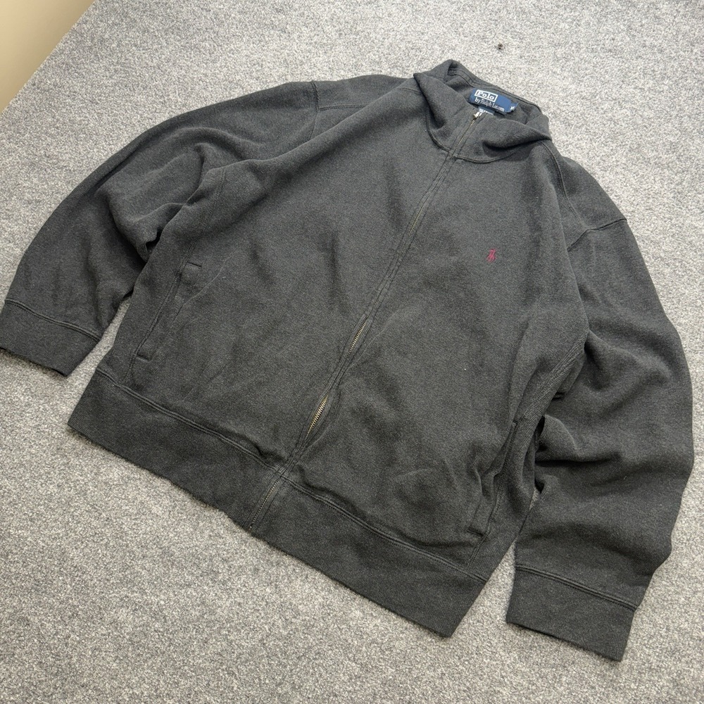 Polo Ralph Lauren Men's Full Zip Jacket Mock Neck Gray Vintage Preppy Size XL - Picture 3 of 7